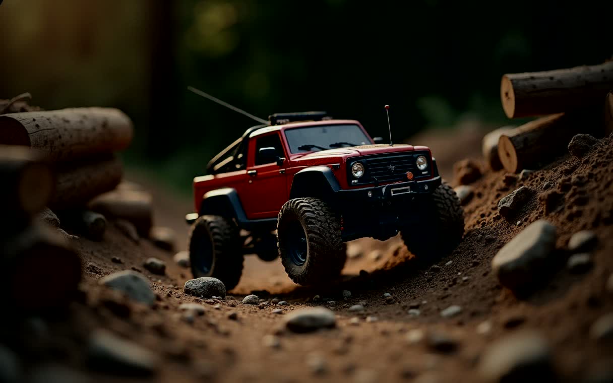 רכב 4×4 שלט רחוק חוצה מכשולי בולי עץ ורמפת עפר